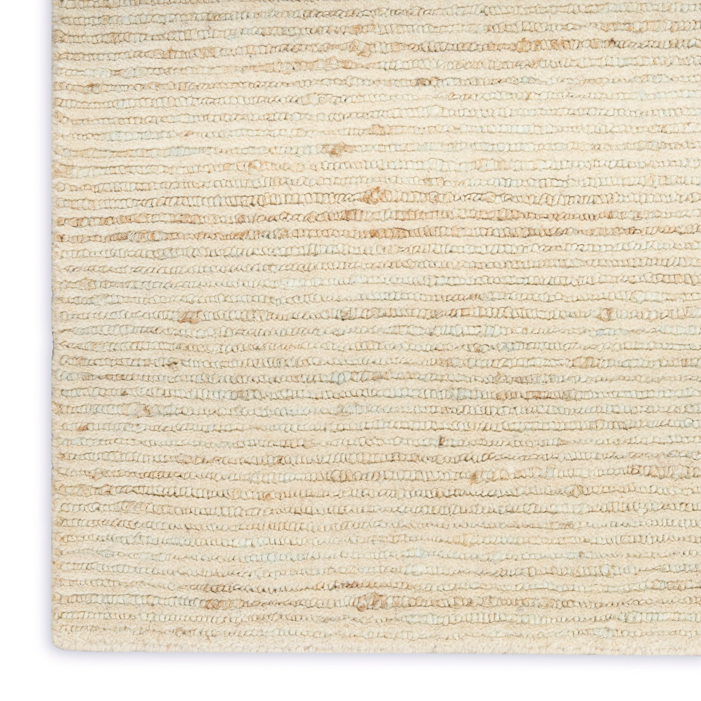 Cream beige looped-pile rug texture with soft, natural woven fibers.