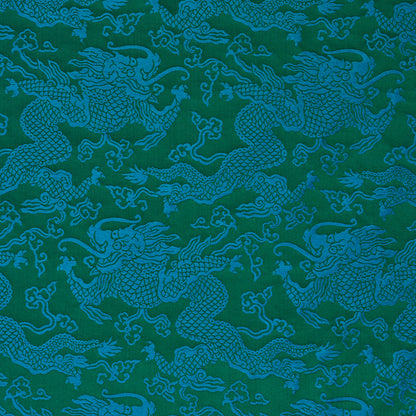 SCHUMACHER  FIRE BREATHER RUAN DRAGON DAMASK SILKS & SATIN,PATTERN WOVENS SILKS & SATIN,PATTERN WOVENS EMERALD   - 78100
