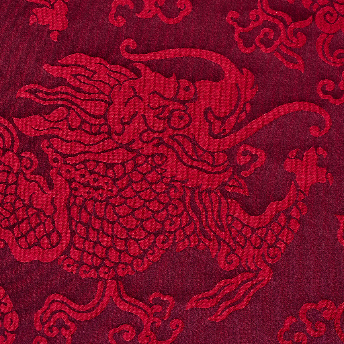 SCHUMACHER FABRIC  FIRE BREATHER RUAN DRAGON DAMASK   GARNET   - 78101