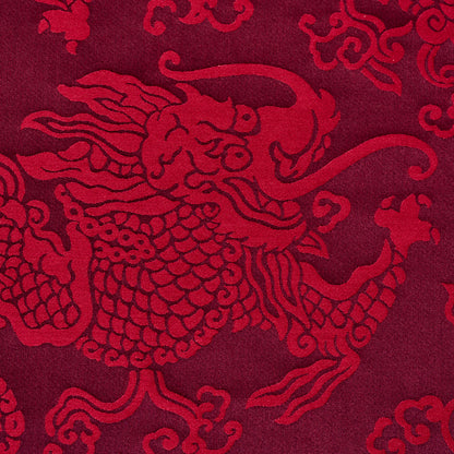 SCHUMACHER FABRIC  FIRE BREATHER RUAN DRAGON DAMASK   GARNET   - 78101