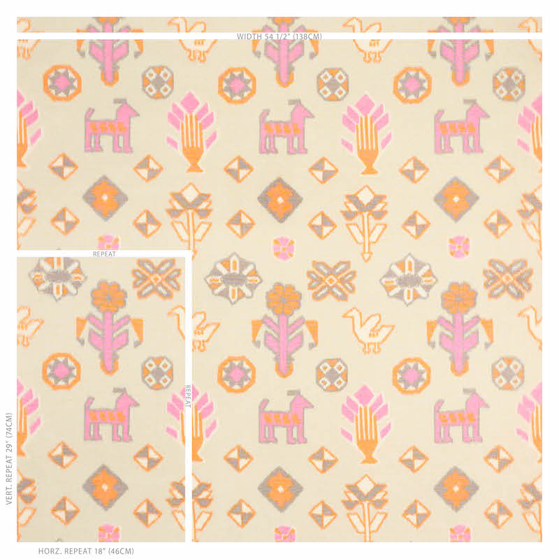 SCHUMACHER  TRUE WEST CHUSKA WARP PRINT PATTERN WOVENS PATTERN WOVENS PINK , ORANGE   - 78142