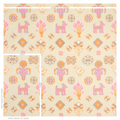 SCHUMACHER  TRUE WEST CHUSKA WARP PRINT PATTERN WOVENS PATTERN WOVENS PINK , ORANGE   - 78142
