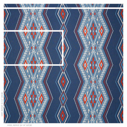 SCHUMACHER  TRUE WEST Bayeta Embroidery WOVEN WOVEN BLUE , RED   - 78150