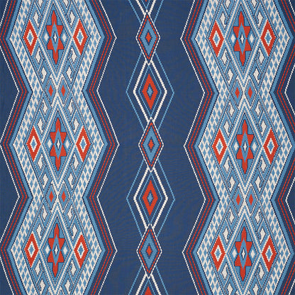 SCHUMACHER  TRUE WEST Bayeta Embroidery WOVEN WOVEN BLUE , RED   - 78150