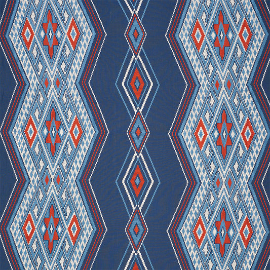 SCHUMACHER  TRUE WEST Bayeta Embroidery WOVEN WOVEN BLUE , RED   - 78150