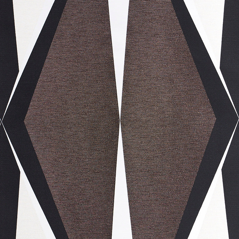 Brown textured diamond shapes with bold black borders on white background; geometric fabric pattern.