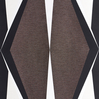 Brown textured diamond shapes with bold black borders on white background; geometric fabric pattern.