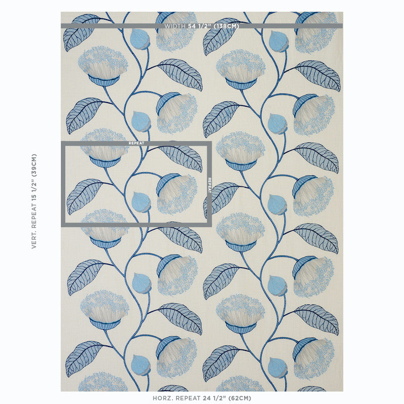 SCHUMACHER FABRIC  EXQUISITE EMBROIDERIES Celinda Embroidery   BLUE   - 78301