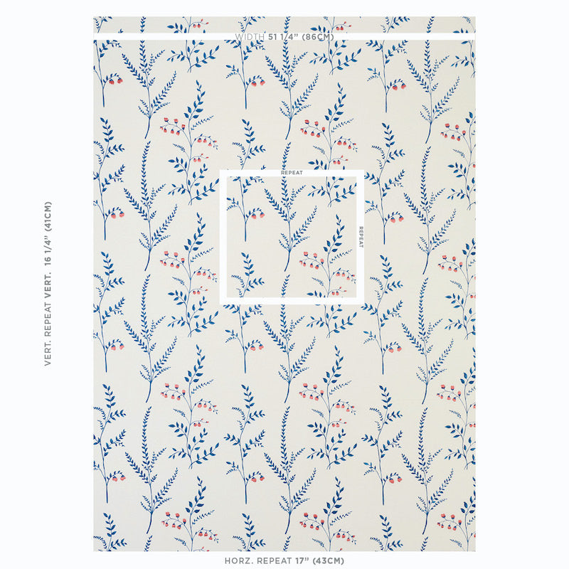 SCHUMACHER  EXQUISITE EMBROIDERIES Cynthia Embroidered Print EMBROIDERIES EMBROIDERIES BLUE   - 78350