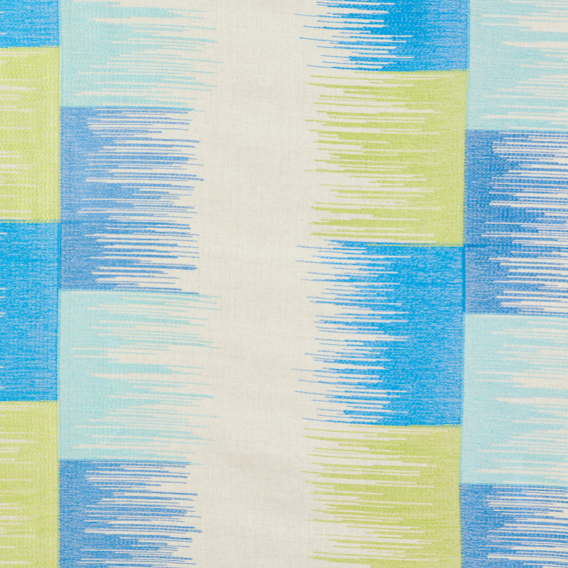 SCHUMACHER  EXQUISITE EMBROIDERIES SUNBURST STRIPE EMBROIDERY EMBROIDERIES EMBROIDERIES BLUE , LIME   - 78401