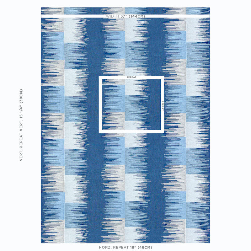 SCHUMACHER  EXQUISITE EMBROIDERIES SUNBURST STRIPE EMBROIDERY EMBROIDERIES EMBROIDERIES BLUES   - 78402