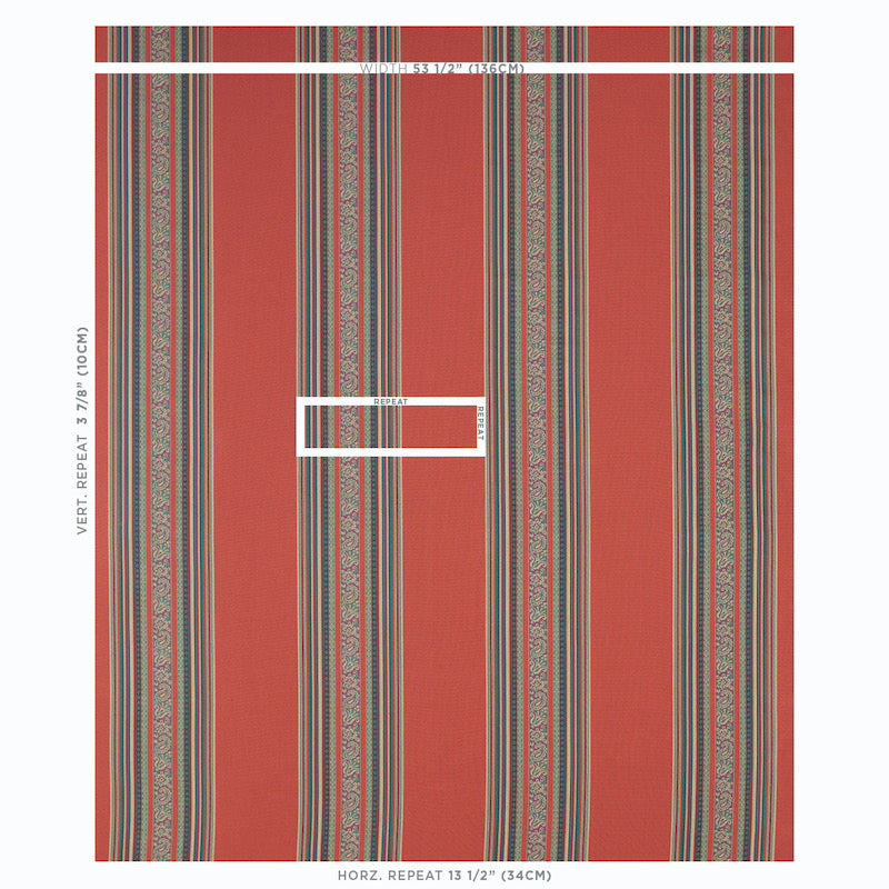 SCHUMACHER  RIVE GAUCHE MARKOVA STRIPE PATTERN WOVENS PATTERN WOVENS RED   - 78601