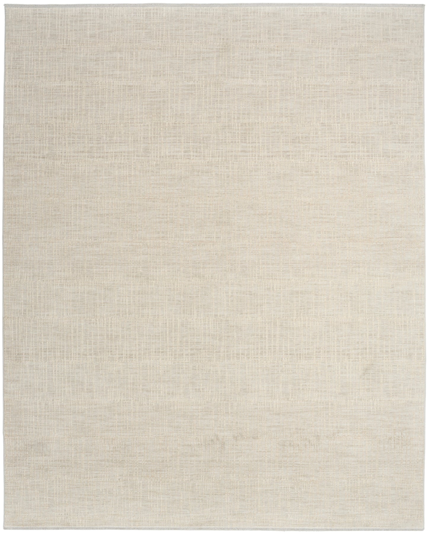 Neutral beige textured rug with a woven grid pattern, rectangular low-pile floor covering.
