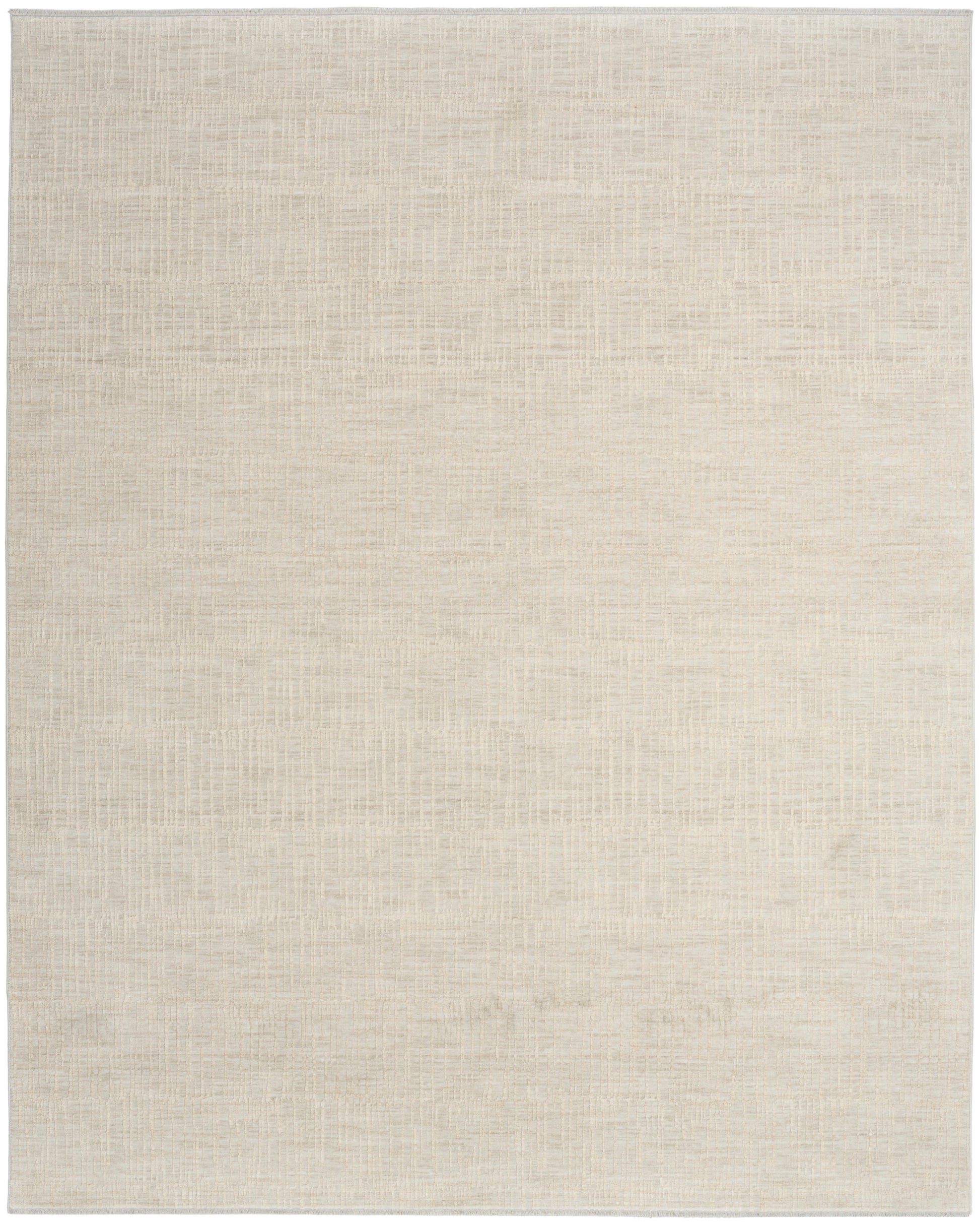 Neutral beige textured rug with a woven grid pattern, rectangular low-pile floor covering.
