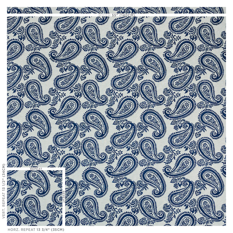 SCHUMACHER FABRIC  NEW TRADITIONAL MILENA PAISLEY   BLUE   - 78722