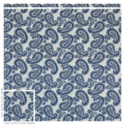 SCHUMACHER FABRIC  NEW TRADITIONAL MILENA PAISLEY   BLUE   - 78722