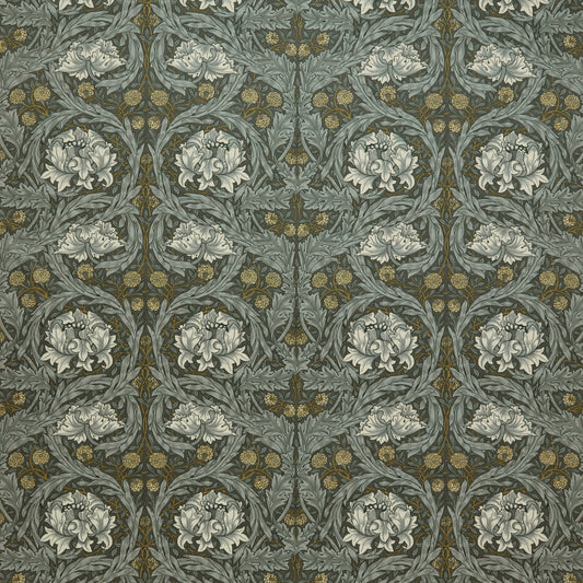 STOUT TEXTILES  UPHOLSTERY,VELVET TRADITIONAL, LEAF STEEL   - 7877-2