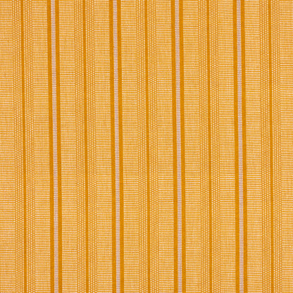 Orange striped woven textile with alternating narrow and wide vertical bands in warm gold-orange tones.