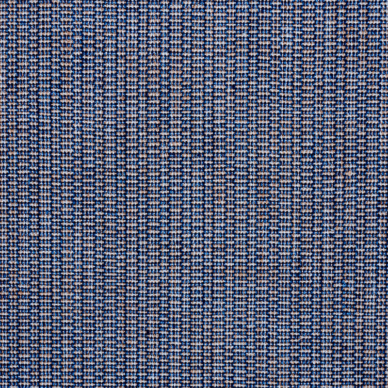 Indigo hand-woven plain-weave upholstery fabric in navy and light blue.