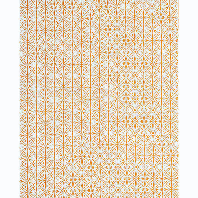 Orange geometric lattice pattern repeating on cream background, fabric or wallpaper style.