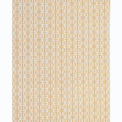 Orange geometric lattice pattern repeating on cream background, fabric or wallpaper style.