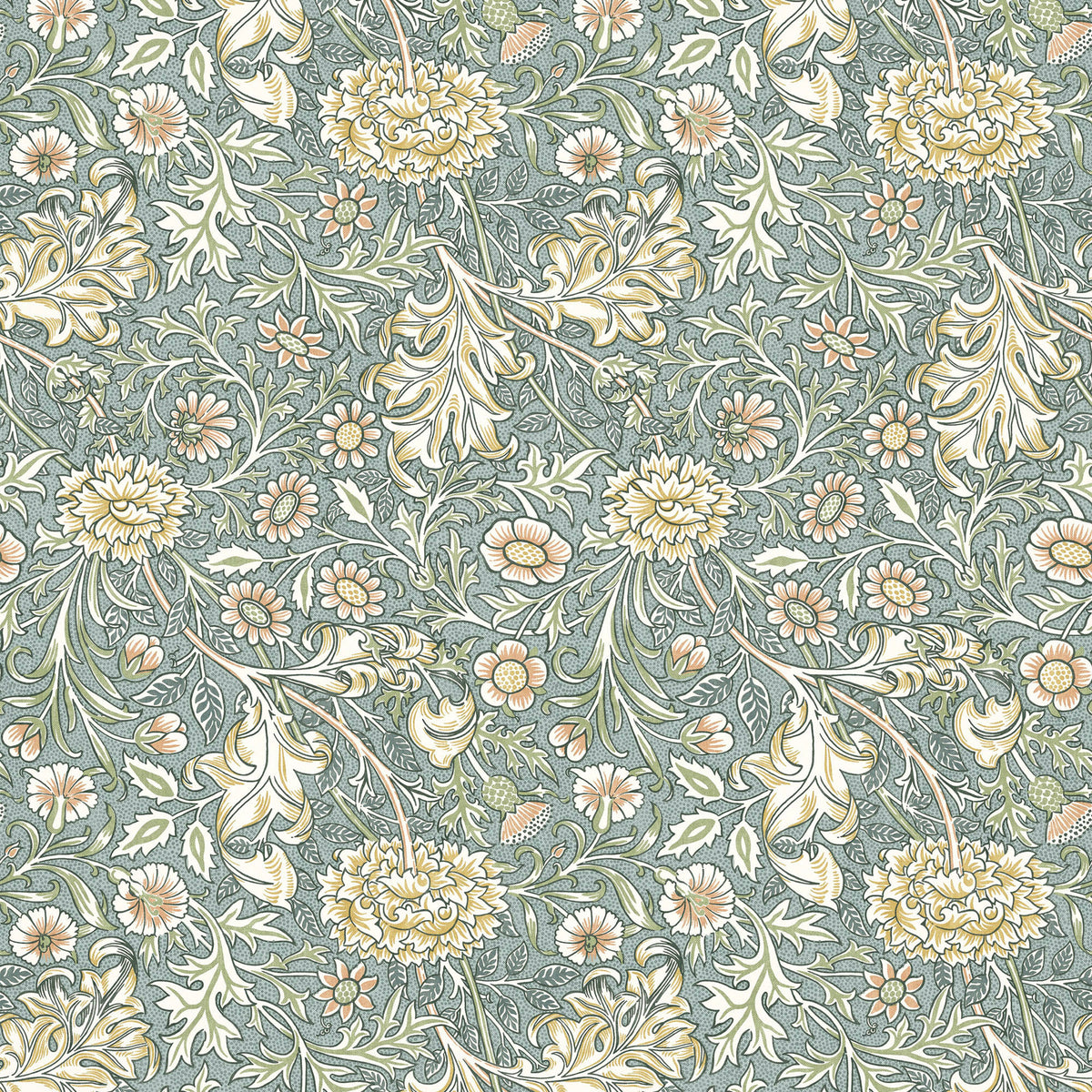 STOUT TEXTILES  MULTIPURPOSE,PRINT TRANSITIONAL,, FLORAL SEAFOAM,SEAMIST   - 7896-3
