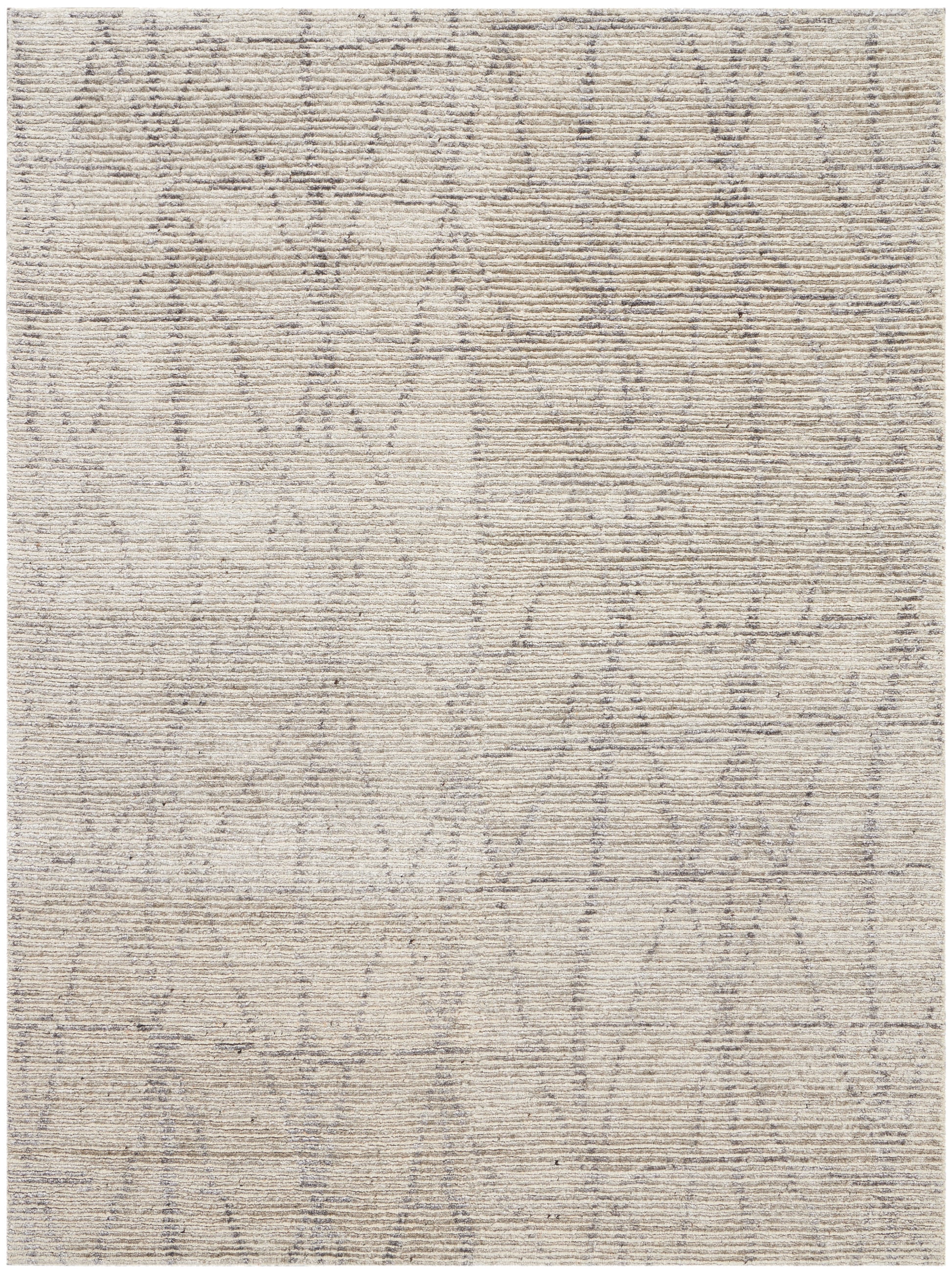 Beige flat-weave rug with subtle gray geometric lattice pattern; soft textured surface for neutral room decor.