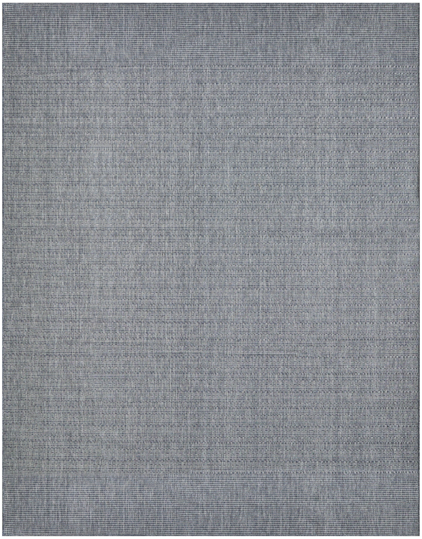 Grey-blue outdoor rug with a subtle textured grid pattern and soft flat-weave, 8' x 10'.