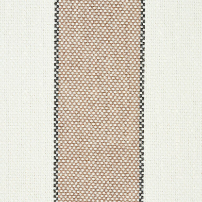 Beige woven fabric with black edge stitching and a narrow central tan panel on a cream textured background.
