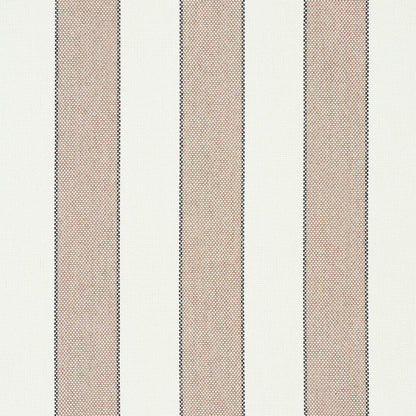 Beige and cream vertical striped woven fabric with subtle texture, suitable for upholstery or drapery.
