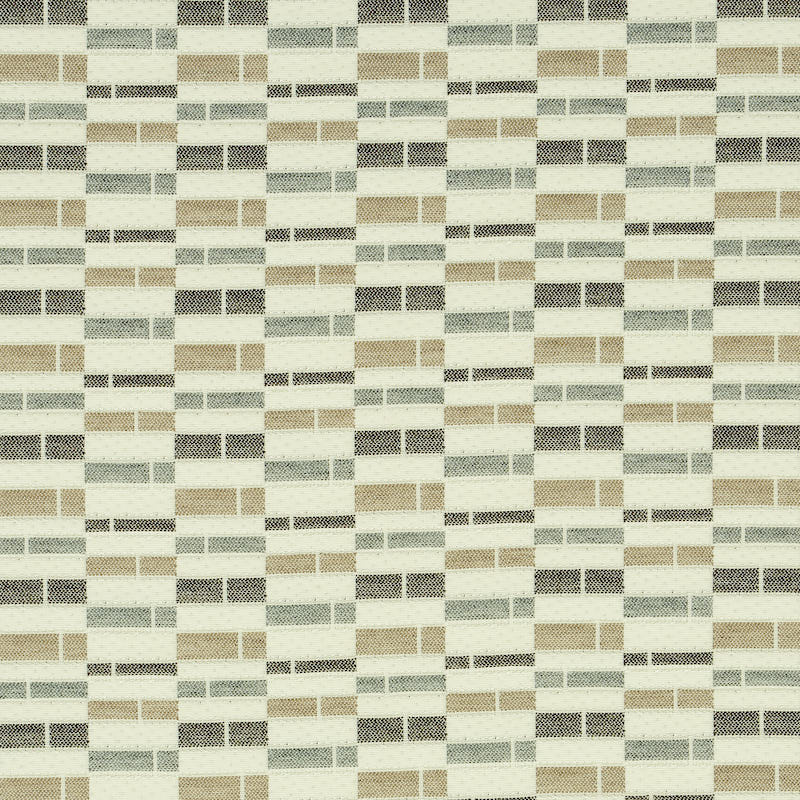 Beige, tan, gray and cream rectangular ceramic tile mosaic; small brick-like tiles for a modern backsplash.