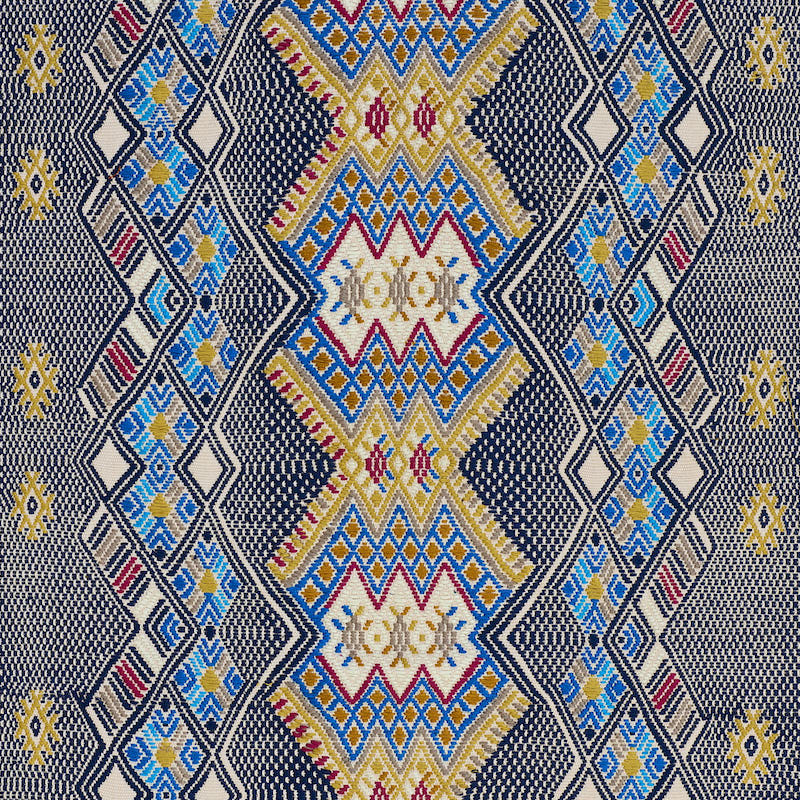 SCHUMACHER  A RUM FELLOW KAYA HAND WOVEN BROCADE PATTERN WOVENS PATTERN WOVENS BLUE   - 79260