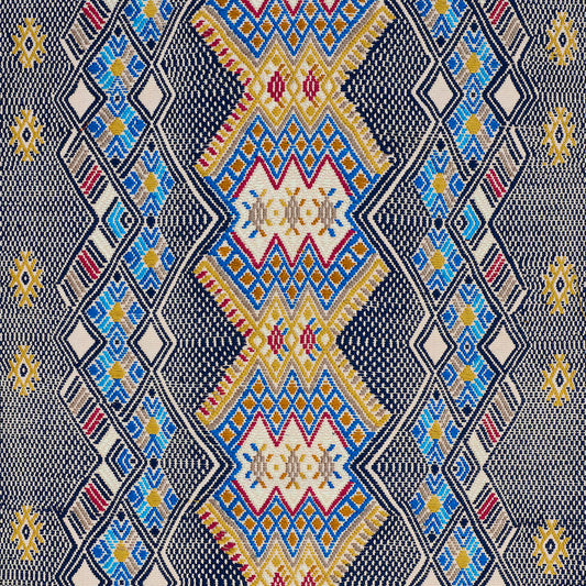SCHUMACHER  A RUM FELLOW KAYA HAND WOVEN BROCADE PATTERN WOVENS PATTERN WOVENS BLUE   - 79260
