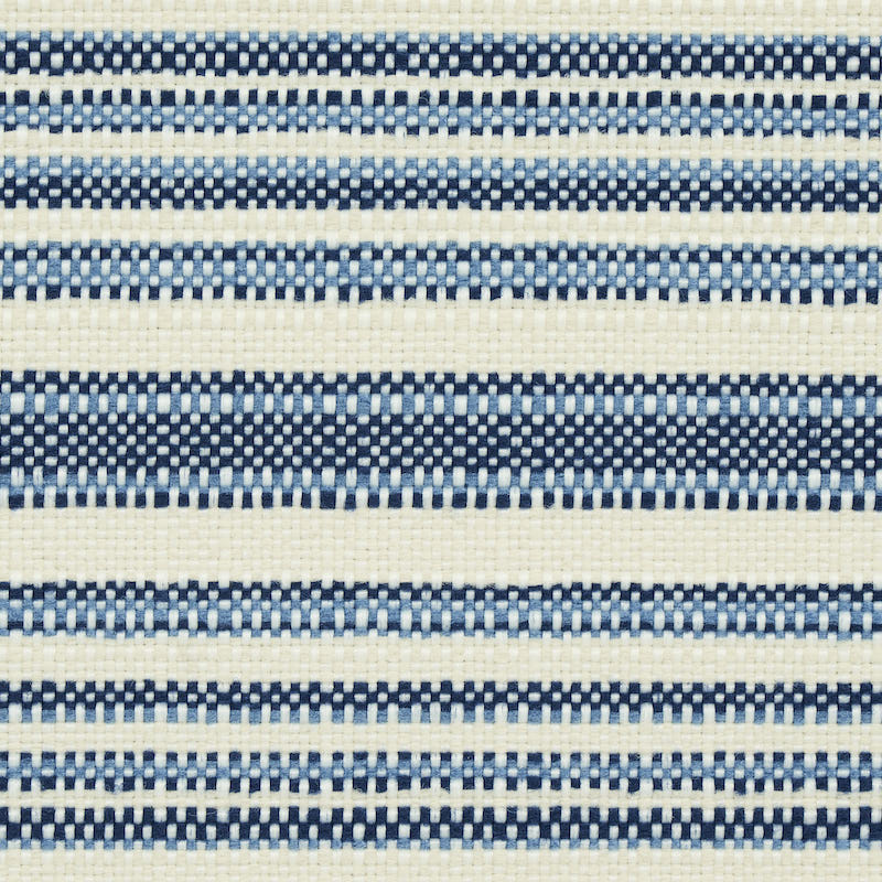 Navy blue & cream striped woven fabric.