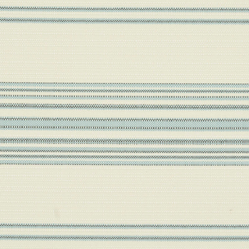 Cream woven fabric with light blue horizontal stripes and a subtle textured weave.