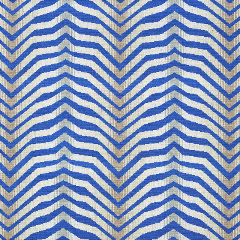 Pale blue rectangular panel framed by a bold navy chevron border.