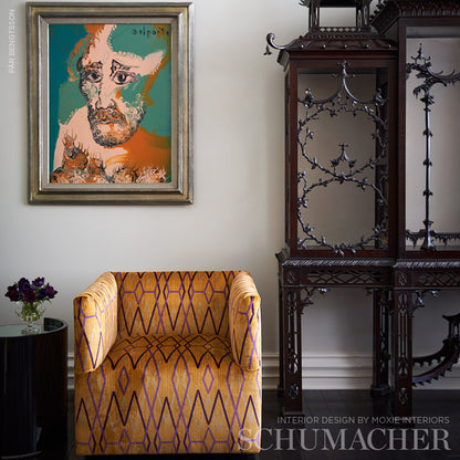 SCHUMACHER FABRIC  NEISHA CROSLAND KYOTO TRELLIS   SAFFRON   - 79532