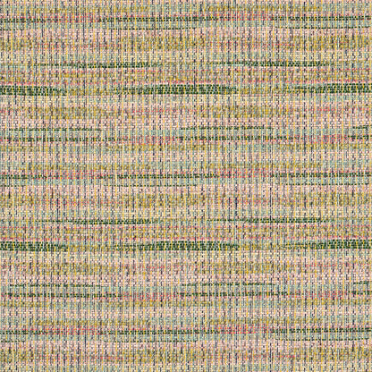 Beige woven tweed fabric with pastel multicolor threads and fine texture; suitable for upholstery or apparel.