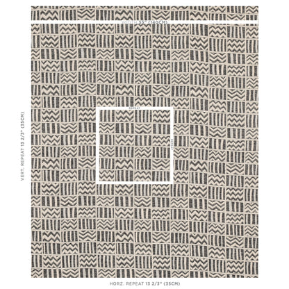 Beige and black geometric woven rug with repeating square blocks of chevrons and stripes; versatile rug or throw.