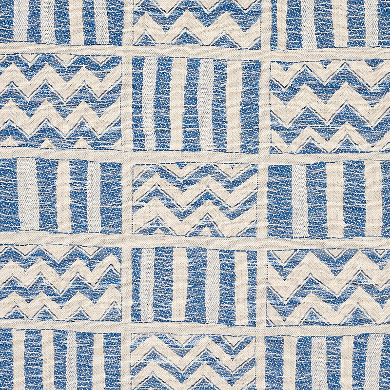 Blue and white textured woven fabric pattern.