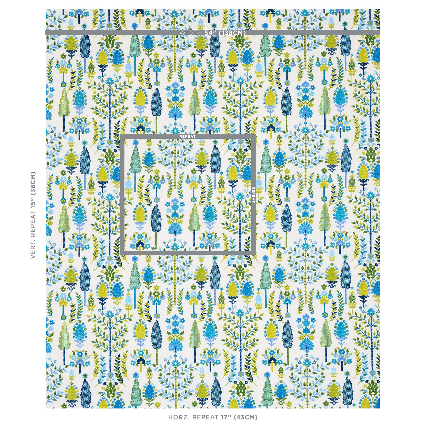 SCHUMACHER  PERENNIAL FAVORITES DESNA EMBROIDERY EMBROIDERIES EMBROIDERIES BLUE , GREEN   - 79821