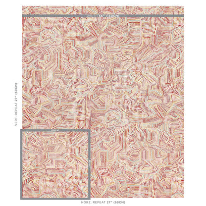 Pink and beige dotted geometric textile pattern with abstract tile motifs; repeat design.