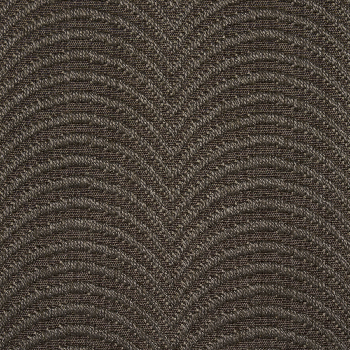 Brown and taupe rope-textured fabric with a repeating chevron arc pattern; rugged upholstery or rug material.