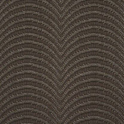 Brown and taupe rope-textured fabric with a repeating chevron arc pattern; rugged upholstery or rug material.