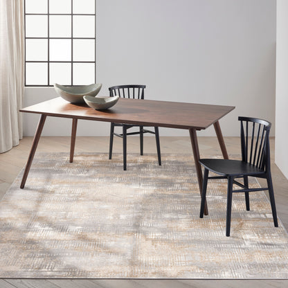 Neutral patterned area rug in a modern style, 8' x 10'.