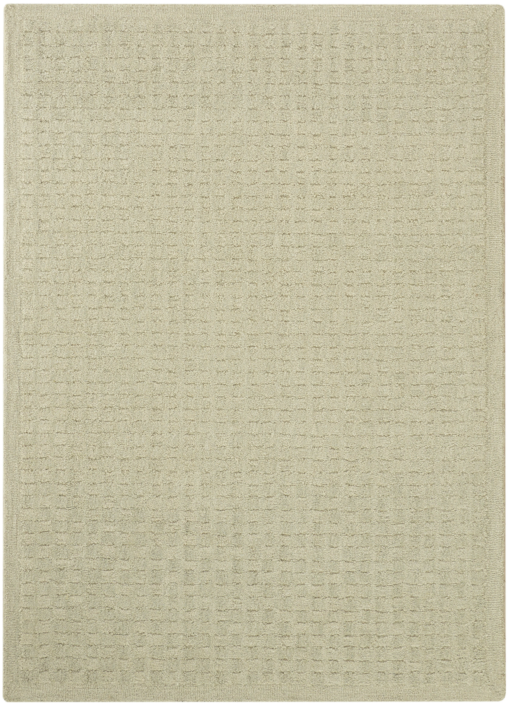 Beige rectangular woven rug with subtle waffle texture; soft, neutral decor for bath or living room.