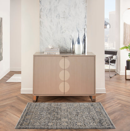 Vintage 3' x 5' rug in a modern living room with a grey rug.