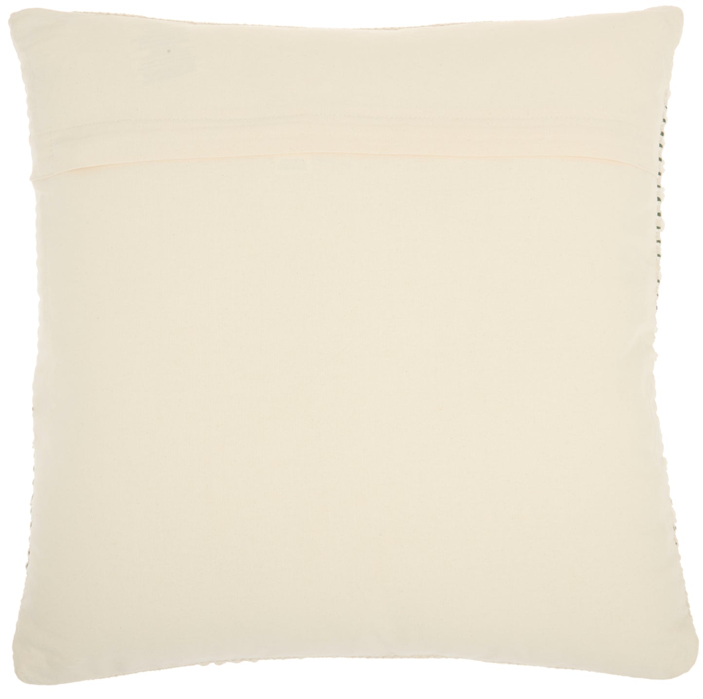 Seasonal Green Ivory square throw pillow with a subtle decorative band at the top and soft, smooth texture.