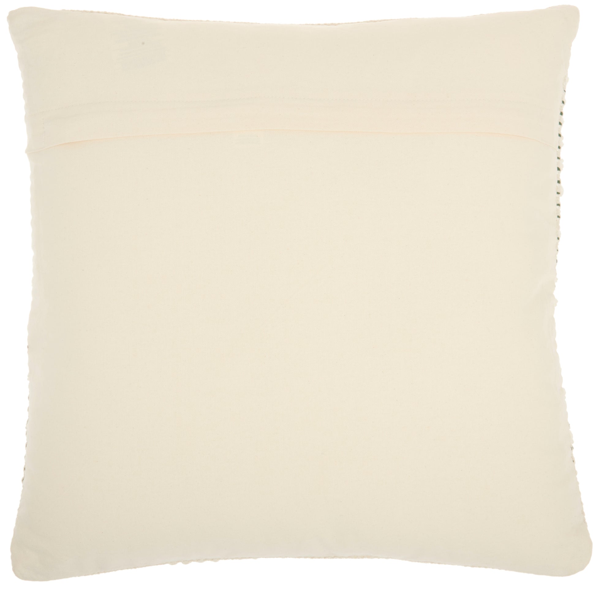 Seasonal Green Ivory square throw pillow with a subtle decorative band at the top and soft, smooth texture.