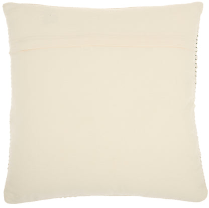 Seasonal Green Ivory square throw pillow with a subtle decorative band at the top and soft, smooth texture.